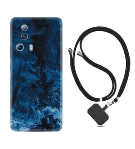 Xiaomi Mi 13 Lite Kılıf Silikon Boyun Askılı İpli Desenli Silikon Blue Zigzag 1687