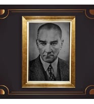 Özel Seri Paspartulu Çerçeveli Atatürk Tablo l616 (Gold)