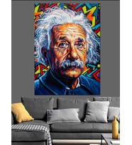 Renkli Einstein Pop Art Dekoratif Kanvas - Mdf Ahşap Tablo