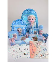 x Dekomus Lisanslı "Ice Queen Collection" Elsa Frozen Full Kırtasiye Seti Okul,Kalem ve Beslenme Çantası,Beslenme Kabı,500 Ml Matara Seti