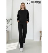 Gd Goldoremi 040 Modal Kadın Şerit Detaylı Kolları Manşetli Bol Kesim Eşofman Takım