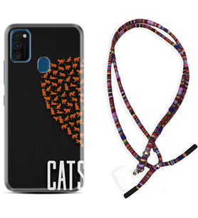 Samsung M21 M22 M23 M30 M31S M32 Kılıf Boyun Asklı Rasta Silikon Cats 1792