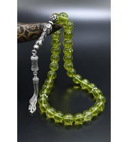 Doğal Peridot Taşlı Tesbih 925 Ayar Gümüş Püsküllü 10mm Küre Kesim 902555
