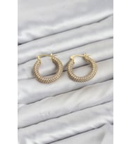 Gold Renk Full Zirkon Taşlı Halka Kadın Küpe - EBJ260725W44275