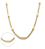 Çelik Zincir Altın Kaplama İşlemeli Kalın Burgu Model - ZN-224 (Gold)