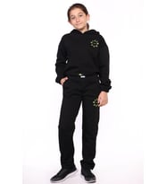 Toontoy Kız Çocuk Kapüşonlu Baskılı Crop Takım (Siyah)