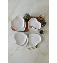 Beyaz Kalp Pasta Tabağı 20 Cm 6 Adet 006