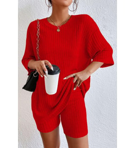 Nare Kırmızı Tunik Biker Tayt Alt Üst Takım (Kırmızı)
