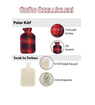 LÜX KALİTELİ Sıcak Su Torbası Kauçuk Termofor Polar Kılıflı Yıkanır Boğaz Boyun Baş Isıtıcı Ped 2lt