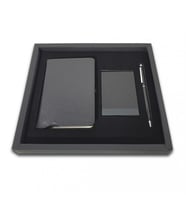 Siyah VIP Hediyelik Set - 9x14 Not Defteri - Touch Pen Tükenmez Kalem - Kartvizitlik HK2061