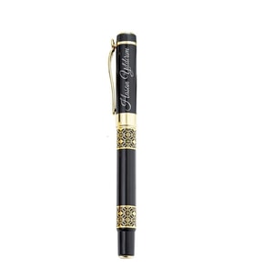 Kişiye Özel Gold Motifli Tükenmez Kalem (Siyah)