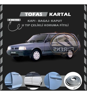 Tofaş Kartal Oto Araç Kapı Koruma Fitili 5metre Parlak Gri Renk