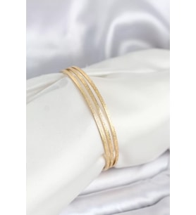 316L Çelik Gold Renk Simli Model Ajda 65 mm Kadın Bileklik - TJ-BB8076