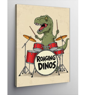 Kanvas Tablo Dinozor ve Rock Grubu "Roaring Dinos"