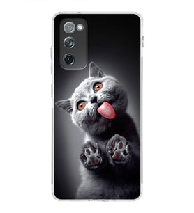 PrintiFy Samsung Galaxy S20 FE ile Uyumlu Kedi 2 Kamera Korumalı Şeffaf Kılıf