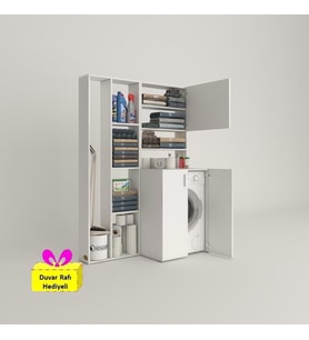 Kenzlife çamaşır makinesi dolabı kasparovsüpürge byz kurutma dolabı + tekli duvar rafı hediyeli (Karışık)
