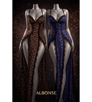 Leopar Desenli Yırtmaçlı Fantezi Gecelik & G-String Tanga Dahil 2’li Set (Karışık)