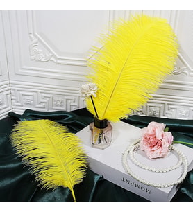 3 ADET BÜYÜK BOY 35 CM SARI DEVE KUŞU TÜYÜ VIP YELLOW OSTRICH FEATHER BÜYÜK DEKOR SARI KUŞ TÜYÜ
