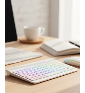 Mey İthalat® Çoklu Cihaz Uyumlu Kablosuz Klavye Mouse Seti Aydınlatmalı
