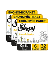 Sleepy Extra Günlük Aktivite Ekonomik Paket Bebek Bezi 6 Numara Xlarge 32x3 96 Adet