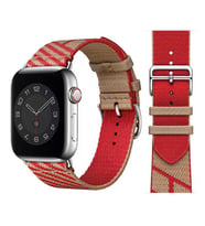 Apple Watch 7 45mm Uyumlu Kordon Kumaş Renkli Metal Klipsli KRD-51 Hasır Kayış