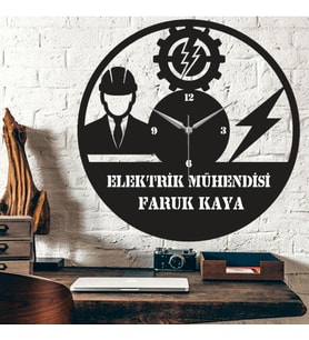 Elektrik Mühendisi 2 Temalı Ahşap Duvar Saati