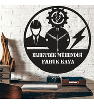 Elektrik Mühendisi 2 Temalı Ahşap Duvar Saati