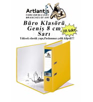 Büro Klasörü Sarı Geniş 10 Adet Plastik Geniş Sarı Klasör Halkalı Paslanmaz Çelik Klipsli 10 Adet
