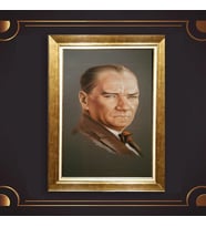 Özel Seri Paspartulu Çerçeveli Atatürk Tablo l50 (Gold)