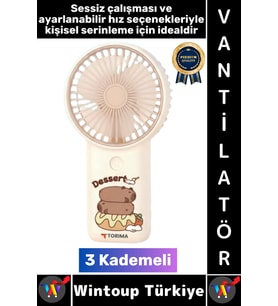 #Vantilatör Kompakt Sessiz Yoğun Üflemeli 3 Kademeli Şarjlı Şık Figürlü Mini Masa El Fanı Vantilatör