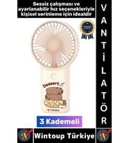 #Vantilatör Kompakt Sessiz Yoğun Üflemeli 3 Kademeli Şarjlı Şık Figürlü Mini Masa El Fanı Vantilatör