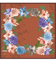 Çiçekli Desen Black Seri Twill Eşarp Eşarp Askısı ile Birlikte 90x90 cm kiremit-