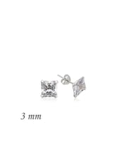 Gümüş Kare Tek Taş Zirkon Küpe - 3 mm SL2224