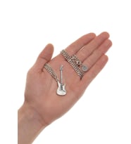 Erkek Antik Gümüş Kaplama Gitar Uçlu Zincir Kolye