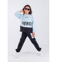 Erkek Çocuk Hero  Baskılı Örme Basic Eşofman Takımı (Açık Mavi)