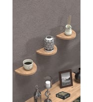 Duvar Rafı Dekoratif 3 Adet Çiçeklik Oval Ceviz