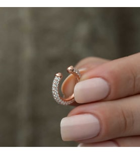 ?Gümüş Rose Taşlı Halka Kıkırdak Küpe
