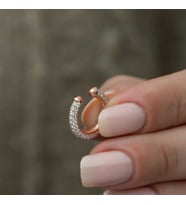 ?Gümüş Rose Taşlı Halka Kıkırdak Küpe