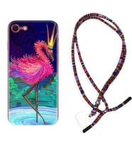 Apple iPhone 5 6 7 8 Plus Se XR Kılıf Boyun Asklı Rasta Silikon Queen Flamingo 1748