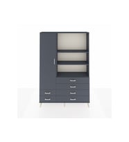 Arges Gardrop 7 Raflı 6 Çekmeceli Tek Kapaklı  132x30x195 Antrasit-Antrasit