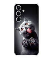 PrintiFy Samsung Galaxy S24 ile Uyumlu Kedi 2 Kamera Korumalı Şeffaf Kılıf