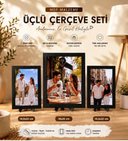 Kişiye Özel Üçlü Ahşap MDF Fotoğraf Çerçevesi büyük