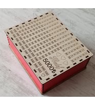 Parabox - Hedefli Para Biriktirme Kutusu , 5000TL Hedefli Kırmızı Ahşap Kumbara
