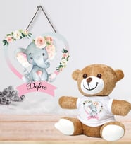 Kişiye Özel Bebek Kapı Süsü ve Peluş Ayıcık Seti – Baby Shower / Hastane Odası