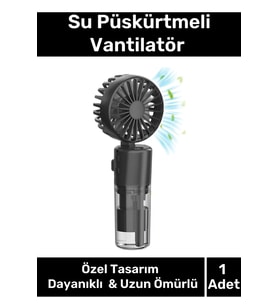 Özel Üretim Taşınabilir 3 Kademeli 1200 mAh Usb Şarjlı Su Hazneli Püskürtmeli Mini Klima Vantilatör