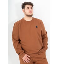 Maraton Büyük Beden Erkek Bisiklet Yaka Taba Sweatshirt