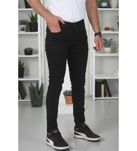 DeepSEA Erkek Siyah Likralı Jeans Skinny Fit Esnek Kot Pantolon 2004157