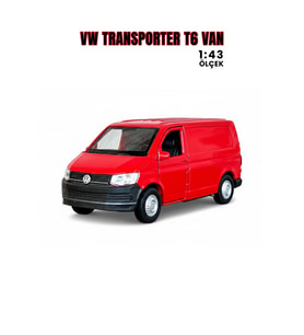 Kırmızı 1:43 Ölçek Die Cast Kapıları Açılır Lisanslı Volkswagen Transporter Van Metal Model Araba