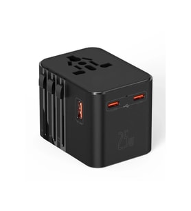 25w Evrensel Seyahat Adaptörü, Eu/us/uk/au Priz Dönüştürücü, 1x Usb, 2x Type-c Hızlı Şarj