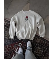Unisex Bisiklet Yaka Ön Ve Arka Baskılı SweatShirt - Beyaz